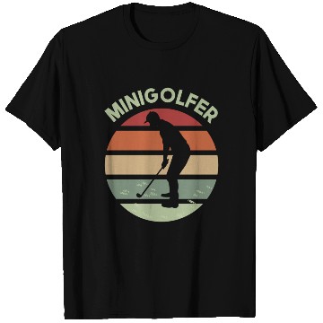Discover Minigolfing sunrise logo design with golfer T Shirts