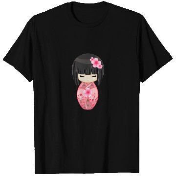 Discover Cherry Blossom Geisha Japanese Kokeshi Doll T Shirts