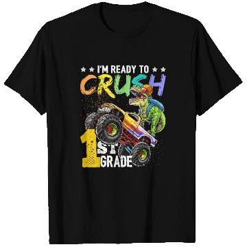 Discover 1st Grade Dinosaur Monster Truck Back To School T Shirts