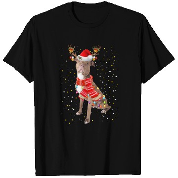 Discover Pitbull Reindeer Christmas Light T Shirts