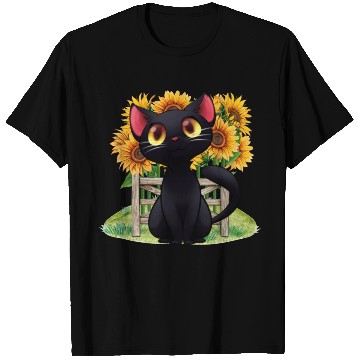 Discover Black Cat With SunFlowers, Gifts For Kitten Lovers T Shirts