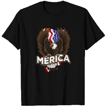 Discover Merica 4th of July Bald Eagle USA American Fla T Shirts