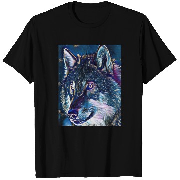 Discover Cut Out Sticker Of Wolf In Midnight T Shirts