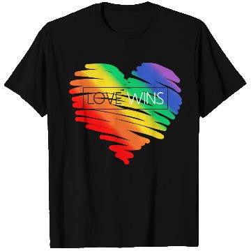 Discover LGBT Rainbow Heart Love Wins Gay Lesbian Trans Bi T Shirts