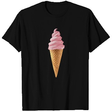 Discover Pink Soft Serve Strawberry Icecream Cone T Shirts