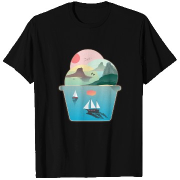 Discover Ice Cream Summer Ocean Wanderlust Sailing Sunset T Shirts
