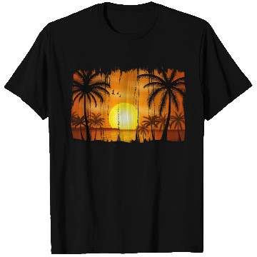 Discover Retro Sunrise, Beach, Palm Trees, Vacation T Shirts