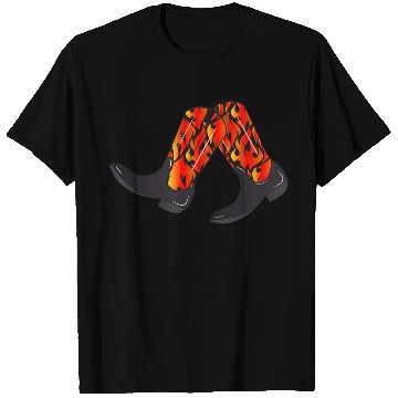 Discover extravagant western boots with flame pattern T Shirts