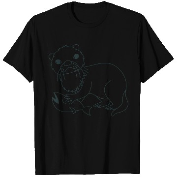 Discover Otter with a fish T Shirts