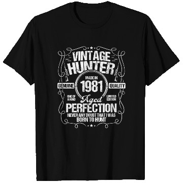 Discover 1981 Hunting for Boar Hunter Dog 1981 Year Born T Shirts