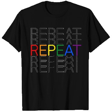 Discover LGBT pride rainbow heart repeat T Shirts