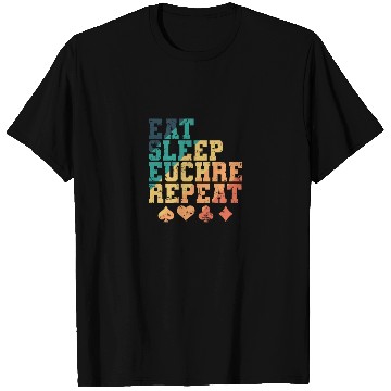 Discover Eat Sleep Euchre Repeat Deck of Cards playing Card T Shirts