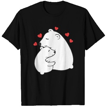 Discover Cute Mama and Baby Polar Bear Cub Hugging Mothers T Shirts