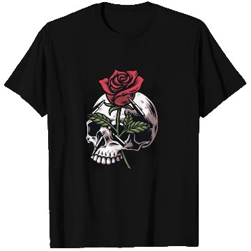 Discover Bullets and Skull Roses Aesthetic Dripping Pattern T Shirts