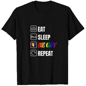 Discover LGBT Eat Sleep Be Gay Repeat Rainbow Gay Pride T Shirts