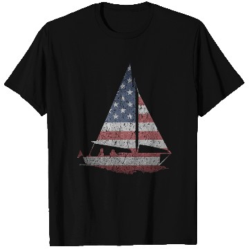 Discover Distressed Stars Stripes Sailboat Sailing Adventur T Shirts