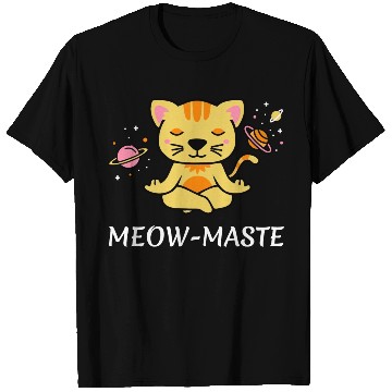 Discover zen yoga cat space meditation sport training T Shirts