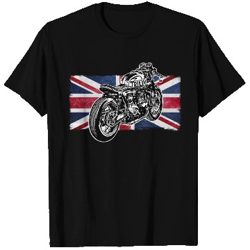 Discover Cafe Racer Bike, Distressed UK Flag Vintage Ride T Shirts