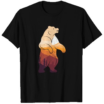 Discover Mountain Silhouette Bear Wilderness Camping T Shirts