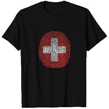 Discover Switzerland flag fingerprint T Shirts