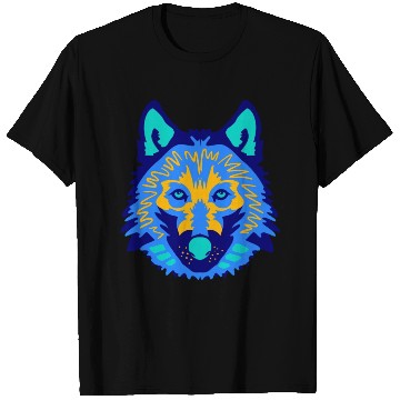 Discover blue wolf face T Shirts