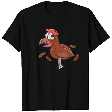 Discover Crazy Shocked Farm Chicken Funny Cartoon Brown T Shirts