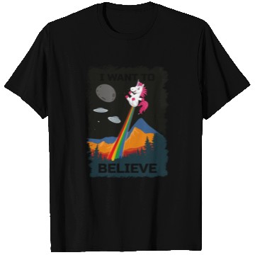 Discover Unicorn "I Want To Believe" UAP Outfit Alien Ufo T Shirts