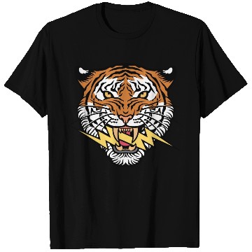Discover Tiger face and lightning bolt T Shirts