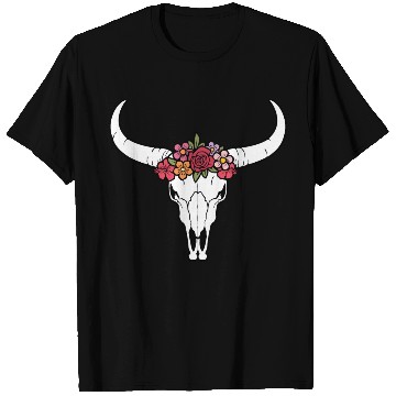 Discover Floral bull skull T Shirts