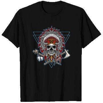Discover Native American Chief Skull Axe T Shirts