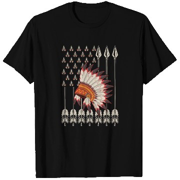 Discover Native American Chief Traditional US Flag T Shirts