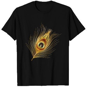 Discover hand drawn gold colored peacock feather T Shirts