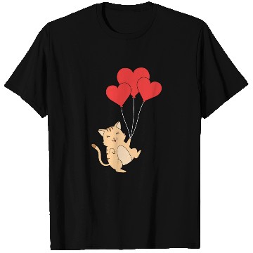 Discover Funny Valentines Day Cat Lover Heart Ballons Kitty T Shirts