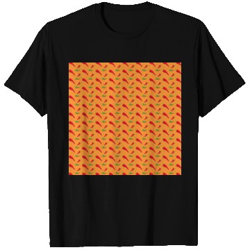 Discover Red Chilli Pepper Pattern on orang T Shirts