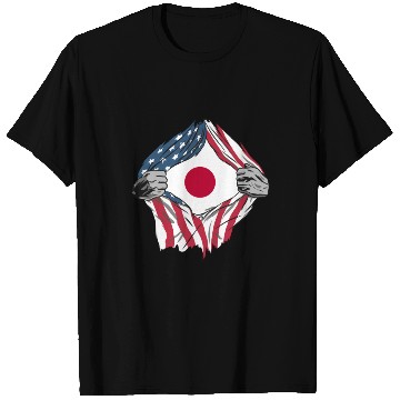 Discover USA Japan friendship flags design T Shirts
