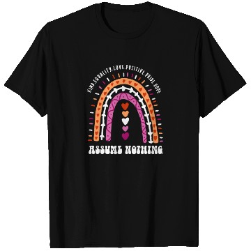 Discover Assume Nothing Lesbian Pride Boho Rainbow T Shirts