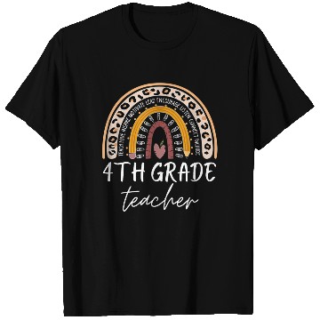Discover 4th grade teacher leopard rainbow back to school T Shirts