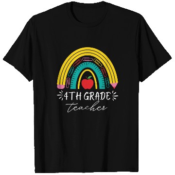 Discover 4th grade teacher back to school rainbow pencil T Shirts