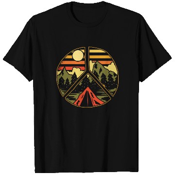 Discover Hiking Outdoors Peace and Love T Shirts