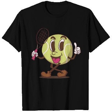 Discover funky tennis ball walking cartoon face retro style T Shirts