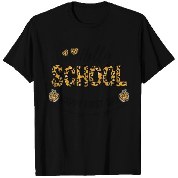 Discover Hello School Leopard Happy First Day T Shirts