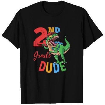 Discover 2nd Grade Dude T-Rex Dinosaur Back To School Boys T Shirts