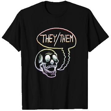 Discover LGBTQ+ Rainbow Pride They Them Pronouns Skull T Shirts