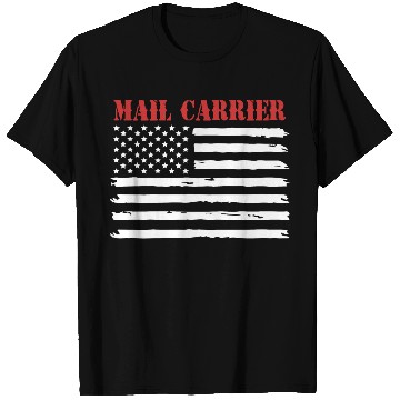 Discover Postman American Flag Mail Carrier T Shirts
