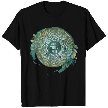 Discover Choose Your Path Maze Mandala & Green Watercolor I T Shirts