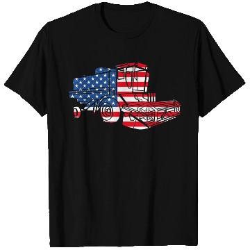Discover Farm Tractor American Flag Combine Harvester T Shirts
