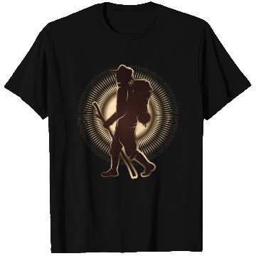 Discover Pilgrims or hikers with walking stick & backpack T Shirts