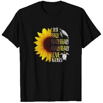 Discover I Just Really Really Love Turtles Funny Sunflower T Shirts