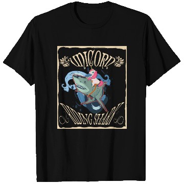 Discover Unicorn Riding Shark T Shirts