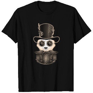 Discover Steampunk Panda with Top Hat & Goggles in Sepia T Shirts